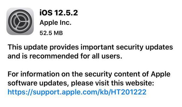 东澳镇苹果手机维修分享iOS12.5.2发布，建议所有老苹果用户安装 